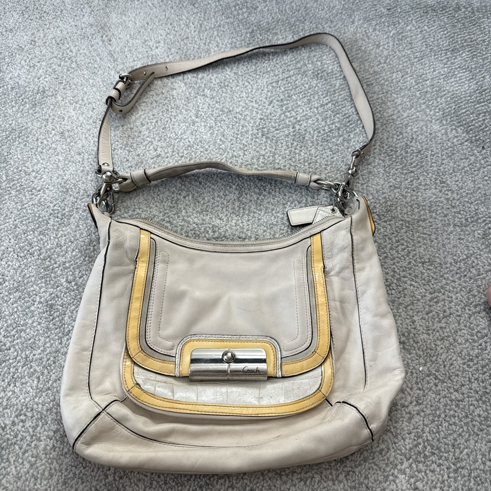 Coach Shoulder Bag in Cream and Gold